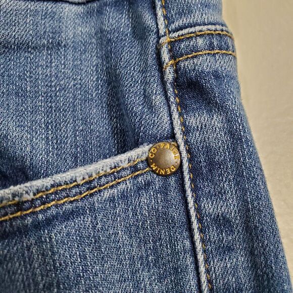 PAIGE HOXTON ANKLE Women’s Dark Wash Mid Rise Frayed Hem Denim Jeans 29 - Picture 5 of 14